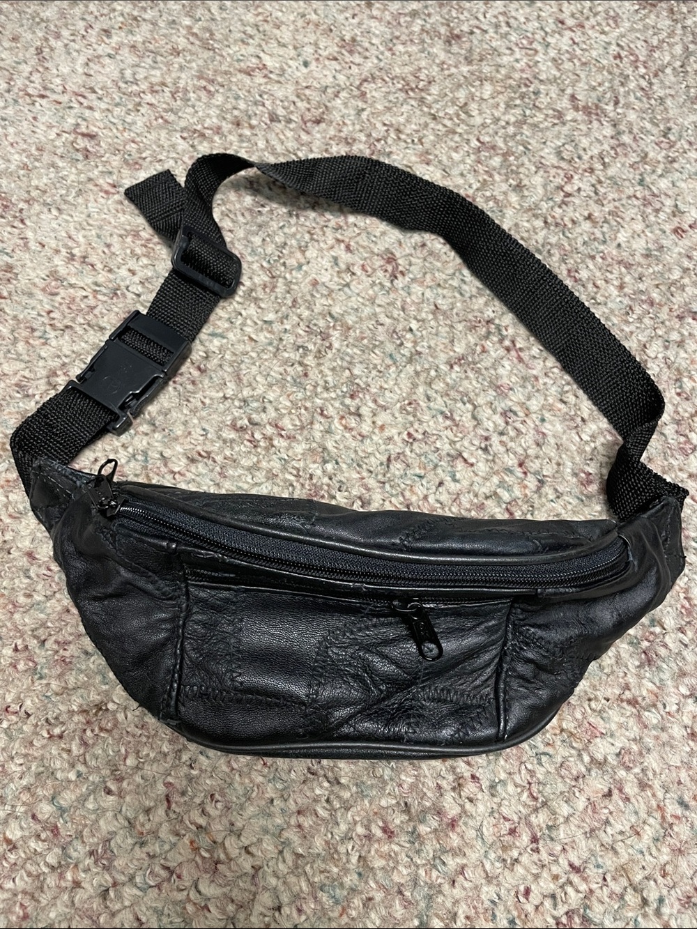 Vintage 90s Black Leather fanny pack Waist Bag - Sleek Everyday Carry